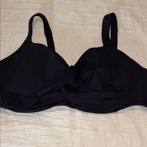 Lands End Black Twist-Front swim suit top